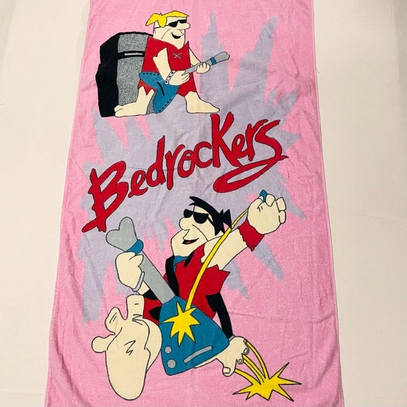 Vintage 1986 Flintstones Bedrockers Towel Fred Barney - Picture 1 of 16